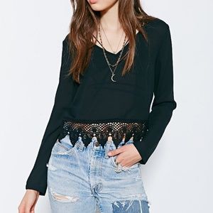 Urban Outfitters Black Ecote crop top long sleeve